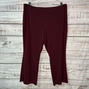 Susan Graver 2X Petite Maroon Pants Flowy Leg Pull On Style Stretch Waist